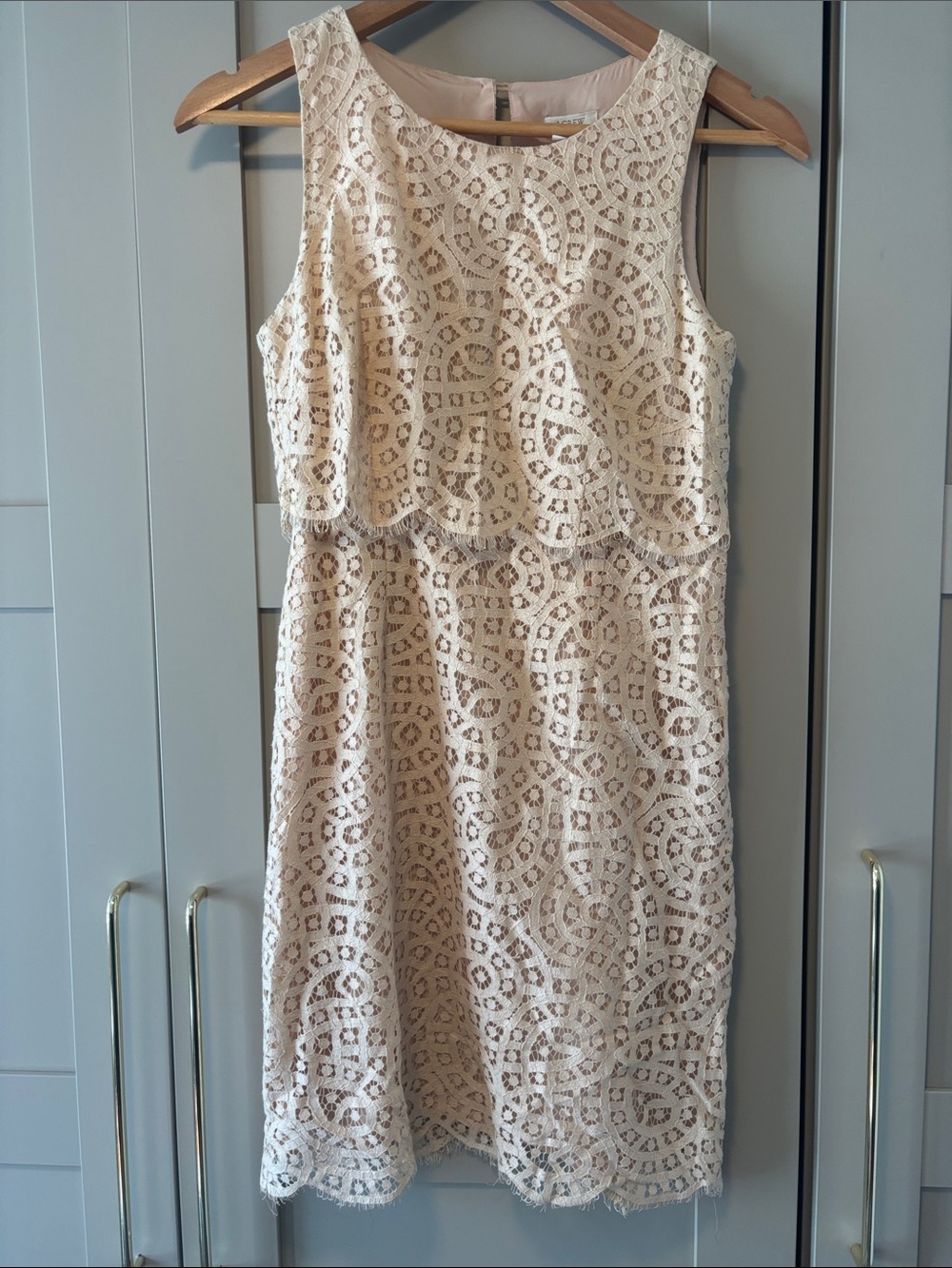 J. Crew Beige Lace Midi Dress